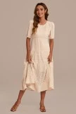 Hollow Short Sleeve Round Neck Tiered Cotton Maxi Dress 8 Hollow Short Sleeve Round Neck Tiered Cotton Maxi Dress - Image 6