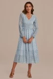 Mint Long Sleeve V Neck Smocked Midi Dress 6 Mint Long Sleeve V Neck Smocked Midi Dress - Image 4