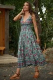 Floral V Neck Sleeveless Cotton Spring Summer Maxi Dress