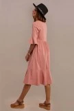 3/4 Length Bell Sleeve Round Neck Summer Midi Mom Dress With Pocket