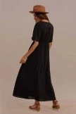 Black Half Sleeve V Neck Summer Maxi Dress