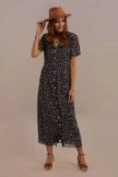 Navy Short Sleeve V Neck Natural Ruffle Maxi Dress 6 Navy Short Sleeve V Neck Natural Ruffle Maxi Dress - Image 4