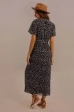 Navy Short Sleeve V Neck Natural Ruffle Maxi Dress