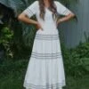 White Half Sleeve V Neck Summer Maxi Dress 1 White Half Sleeve V Neck Summer Maxi Dress -Women Dress Shop brl148 2