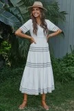 Women Dress Shop 9 White Half Sleeve V Neck Summer Maxi Dress