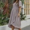 Casual Short Sleeve V Neck Maxi Dress -Women Dress Shop brl170 1