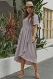Casual Short Sleeve V Neck Maxi Dress