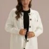 White Cozy Buttons Long Sleeve Classic Neck Sweater Jacket -Women Dress Shop brlc005 1