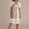Stripe Short Sleeve Round Neck Midi Dress -Women Dress Shop brld0008 3 1 1