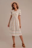 Simple Striped Short Sleeve Round Neck Midi Dress