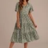 Casual Short Sleeve Round Neck Tiered Floral Dress -Women Dress Shop brld0053 1
