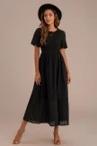 Black Short Sleeve Round Neck High Waist Maxi Dress 5 Black Short Sleeve Round Neck High Waist Maxi Dress - Image 3