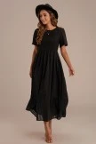 Black Short Sleeve Round Neck High Waist Maxi Dress 6 Black Short Sleeve Round Neck High Waist Maxi Dress - Image 4