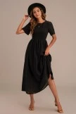Black Short Sleeve Round Neck High Waist Maxi Dress 7 Black Short Sleeve Round Neck High Waist Maxi Dress - Image 5