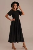 Black Short Sleeve Round Neck High Waist Maxi Dress 8 Black Short Sleeve Round Neck High Waist Maxi Dress - Image 6