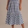 Plaid Elastic Waist Tiered Midi Skirt -Women Dress Shop brld2042703 1