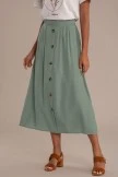Olive Elastic Waist Buttons Midi Skirt 5 Olive Elastic Waist Buttons Midi Skirt - Image 3