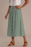 Olive Elastic Waist Buttons Midi Skirt 6 Olive Elastic Waist Buttons Midi Skirt - Image 4