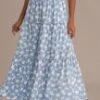 Floral Elastic Waist Tiered Midi Skirt -Women Dress Shop brld2050501 1