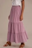 Solid Elegant Elastic Waist Tiered Maxi Skirt 5 Solid Elegant Elastic Waist Tiered Maxi Skirt - Image 3