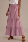 Solid Elegant Elastic Waist Tiered Maxi Skirt 6 Solid Elegant Elastic Waist Tiered Maxi Skirt - Image 4