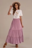Solid Elegant Elastic Waist Tiered Maxi Skirt 7 Solid Elegant Elastic Waist Tiered Maxi Skirt - Image 5