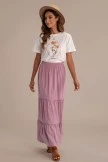 Solid Elegant Elastic Waist Tiered Maxi Skirt 8 Solid Elegant Elastic Waist Tiered Maxi Skirt - Image 6