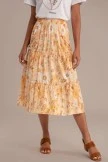 Dusty Yellow Floral Elastic Waist Tiered Midi Skirt 5 Dusty Yellow Floral Elastic Waist Tiered Midi Skirt - Image 3