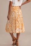 Dusty Yellow Floral Elastic Waist Tiered Midi Skirt 6 Dusty Yellow Floral Elastic Waist Tiered Midi Skirt - Image 4