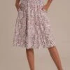 Lavender Floral Elastic Waist Midi Skirt -Women Dress Shop brld2051205 1