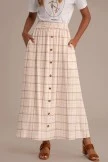 Plaid Button Detail Maxi Skirt