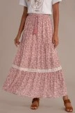 Floral Cute Elastic Waist Maxi Skirt
