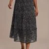 Black Floral Elastic Waist Tiered Cute Midi Skirt -Women Dress Shop brld2060905 1