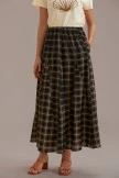 Black Plaid Maxi Skirt With Pockets