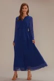 Dark Blue Long Sleeve V Neck Tiered Maxi Dress 9 Dark Blue Long Sleeve V Neck Tiered Maxi Dress - Image 7