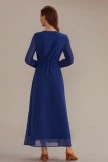Dark Blue Long Sleeve V Neck Tiered Maxi Dress 10 Dark Blue Long Sleeve V Neck Tiered Maxi Dress - Image 8