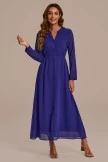 Dark Blue Long Sleeve V Neck Tiered Maxi Dress 8 Dark Blue Long Sleeve V Neck Tiered Maxi Dress - Image 6