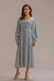Plaid Long Sleeve Round Neck Midi Dress