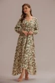 Floral Long Sleeve V Neck Buttons Maxi Dress With Pockets 6 Floral Long Sleeve V Neck Buttons Maxi Dress With Pockets - Image 4