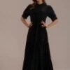 Black Short Sleeve High Neck Tiered Maxi Dress 1 Black Short Sleeve High Neck Tiered Maxi Dress -Women Dress Shop brld2102807 1