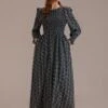 Black Floral Long Sleeve Round Neck Smocked Maxi Dress With Pockets -Women Dress Shop brld2102809 1