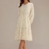 Yellow Floral V Neck Long Sleeve Midi Dress -Women Dress Shop brld2111005 1