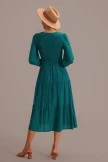 Teal Long Sleeve V Neck Smocked Tiered Midi Dress 10 Teal Long Sleeve V Neck Smocked Tiered Midi Dress - Image 8