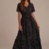 Black Short Sleeve V Neck Maxi Dress -Women Dress Shop brld22022505 1
