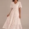 Floral Short Sleeve V Neck Elastic Waist Tiered Maxi Dress -Women Dress Shop brld220324002 1 1