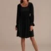 Black Long Sleeve Square Neck Midi Dress -Women Dress Shop brld22033003 1