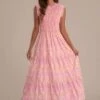 Rose Sleeveless High Neck Smocked Maxi Dress -Women Dress Shop brld22041403 1 1