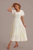 Cream Puff Short Sleeve Square Neck Smocked Tiered Midi Dress 6 Cream Puff Short Sleeve Square Neck Smocked Tiered Midi Dress - Image 4