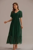 Evergreen Short Sleeve V Neck Maxi Dress