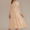 Floral Long Sleeve Round Neck Smocked Tiered Midi Dress -Women Dress Shop brld22092010 1